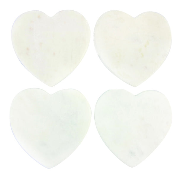 White Marble Heart Coasters