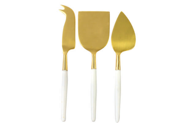 Set/3 White and Gold Cheese Set